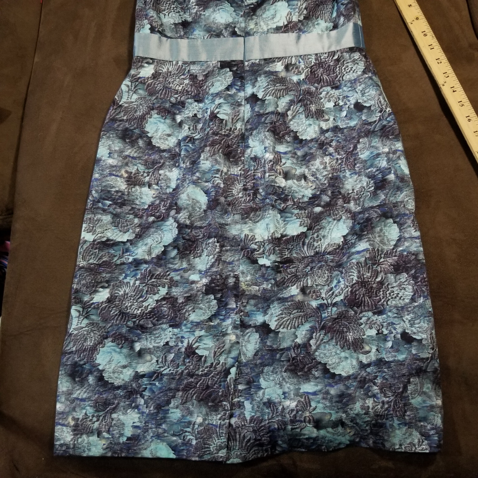 KAY UNGER SLEEVELESS MAXI DRESS BLUE FLORAL COTTON SILK SPANDEX POLYESTER Sz 4