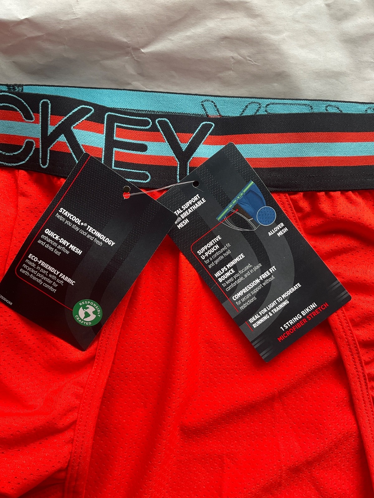 Jockey Sport Stability Pouch String Bikini Breathable Mesh New 2XL Orange Men
