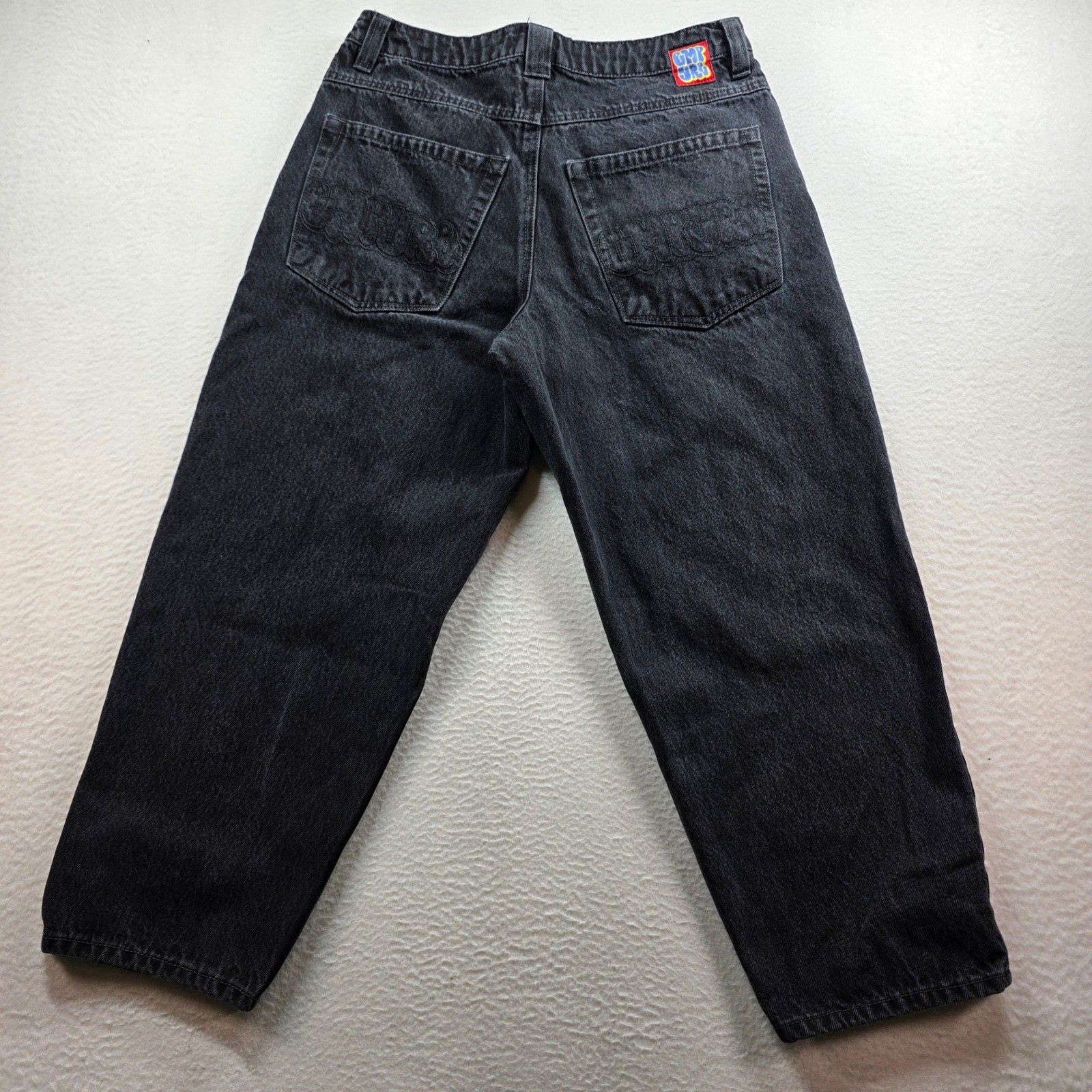 Empyre Loose Fit Skate Jeans Mens 30 Black Baggy Embroidered Logo Denim Pants