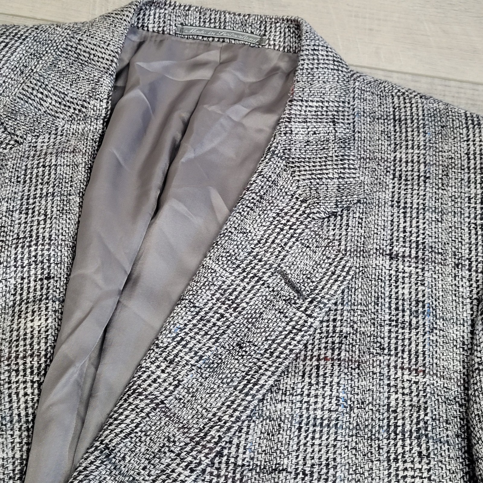 Vintage Ermenegildo Zegna Blazer Mens 46 100% Silk Sport Coat Glen Plaid 1988