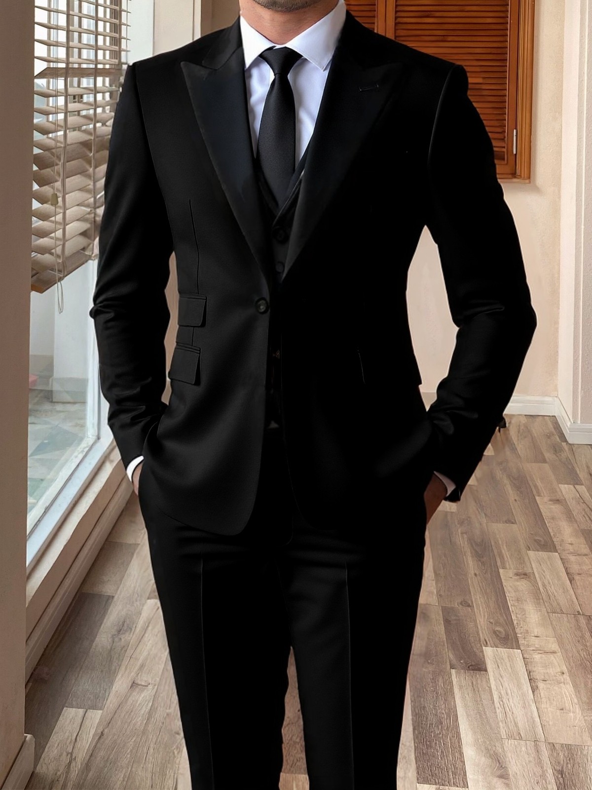Mens 3Pcs Suit Wedding Groom Bestman Prom Party Tuxedo Suit Blazer+Vest+Pants