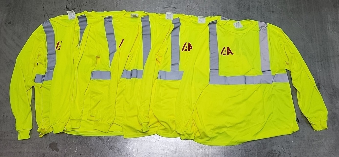 6pk OccuNomix Safety T-Shirt Long Sleeve Wicking Birdseye Mesh LRG Class 2 *LOGO