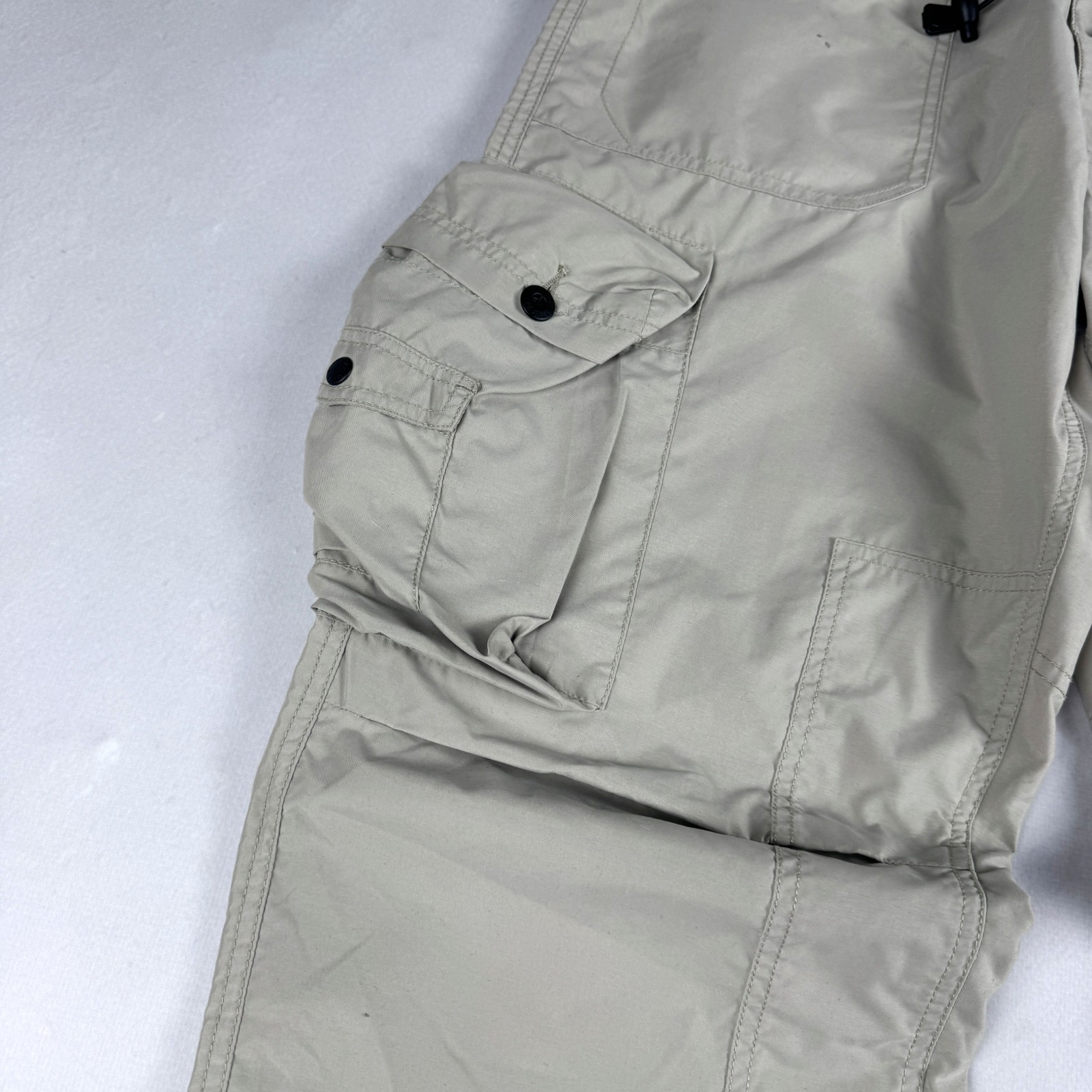 Mens Vintage Beige Cargo Convertible Zip Off Pants Utility Tactical Parachute