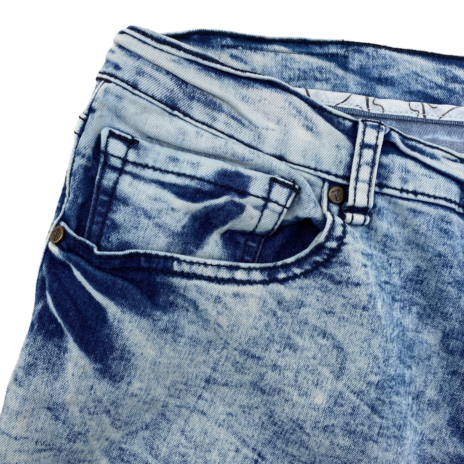 Broken Threads Mens Blue Denim Jeans Stone Washed Size 36 x 30 Slim Fit Stretch