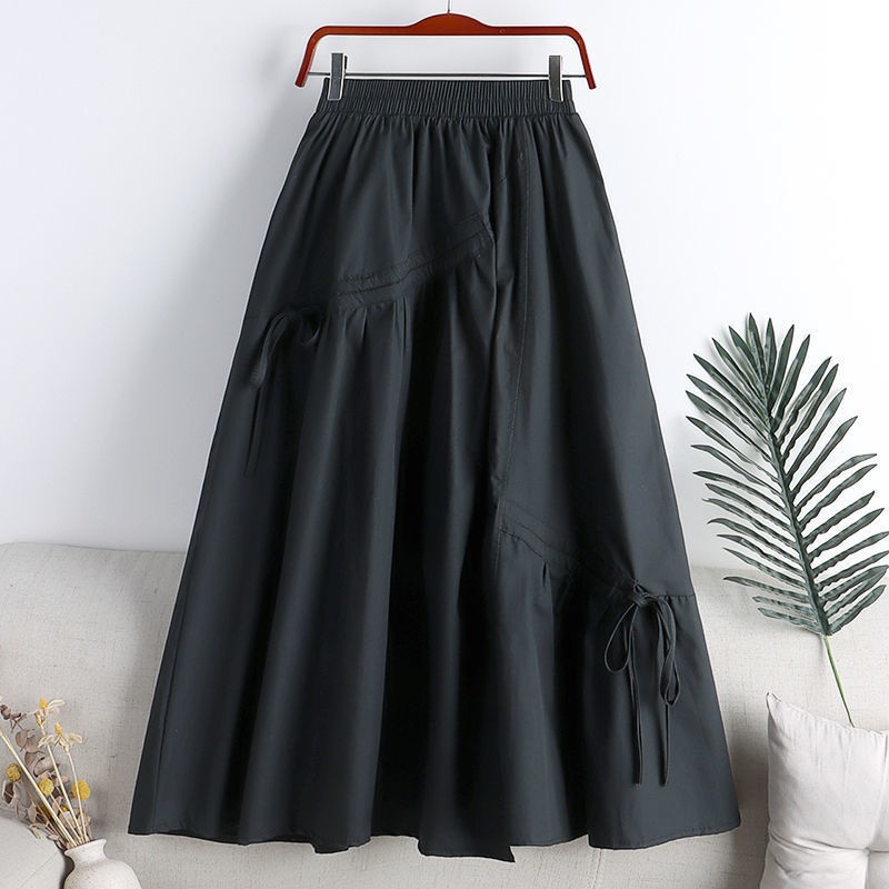 Irregularly Tied Mid-length Flared A-line Skirt