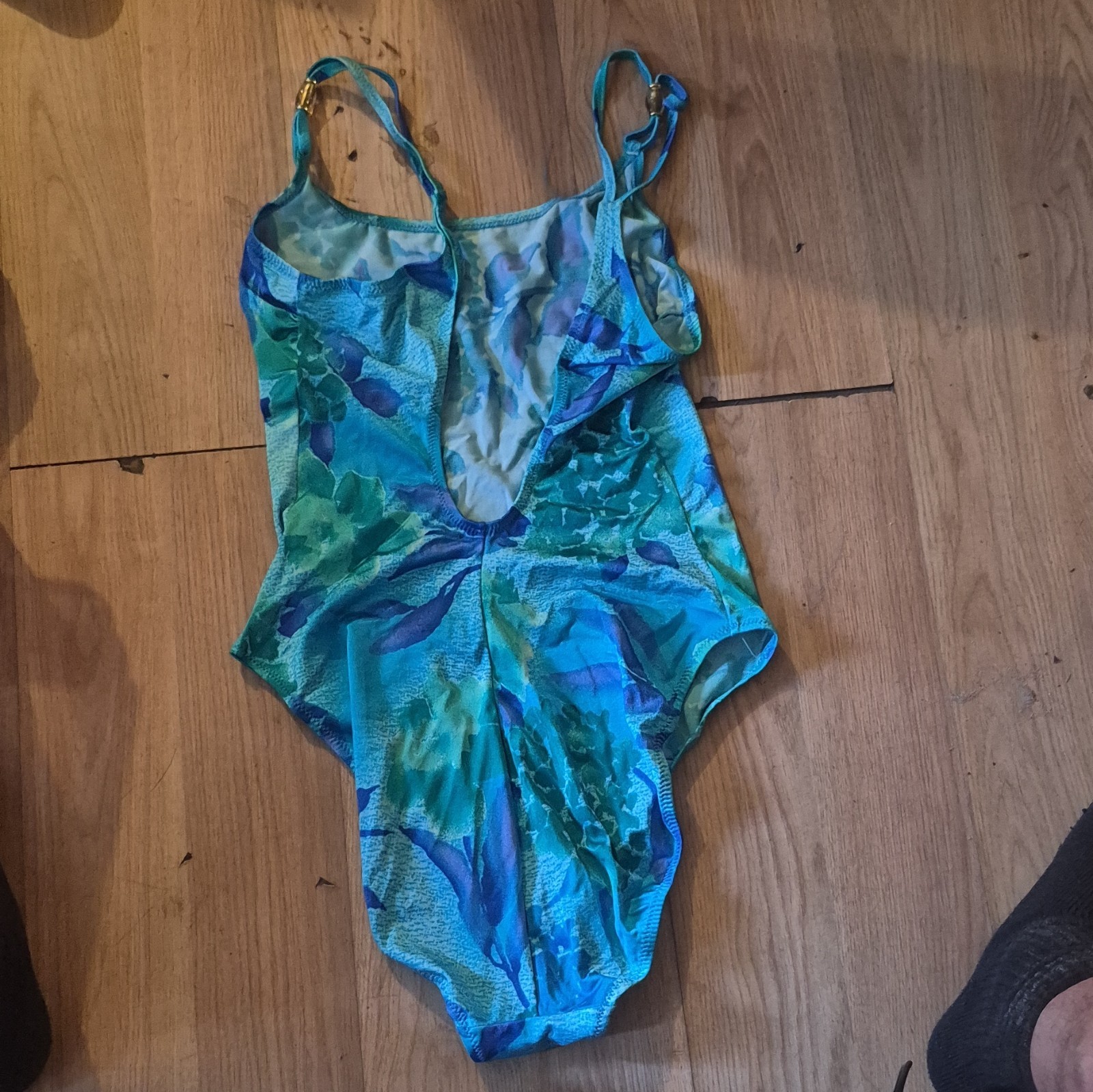 APART Impressions Blue Green Floral One Piece Swimsuit Size 14 B Spaghetti