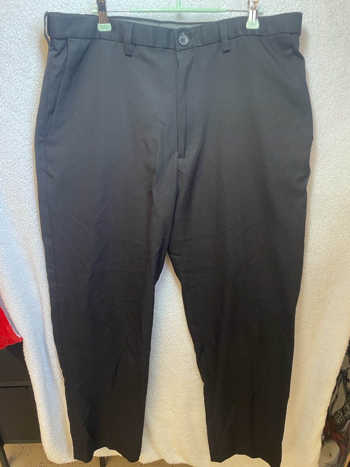 Haggar Cool 18 Pro Men’s Black Dress Pants Straight Leg Flat Front 36W