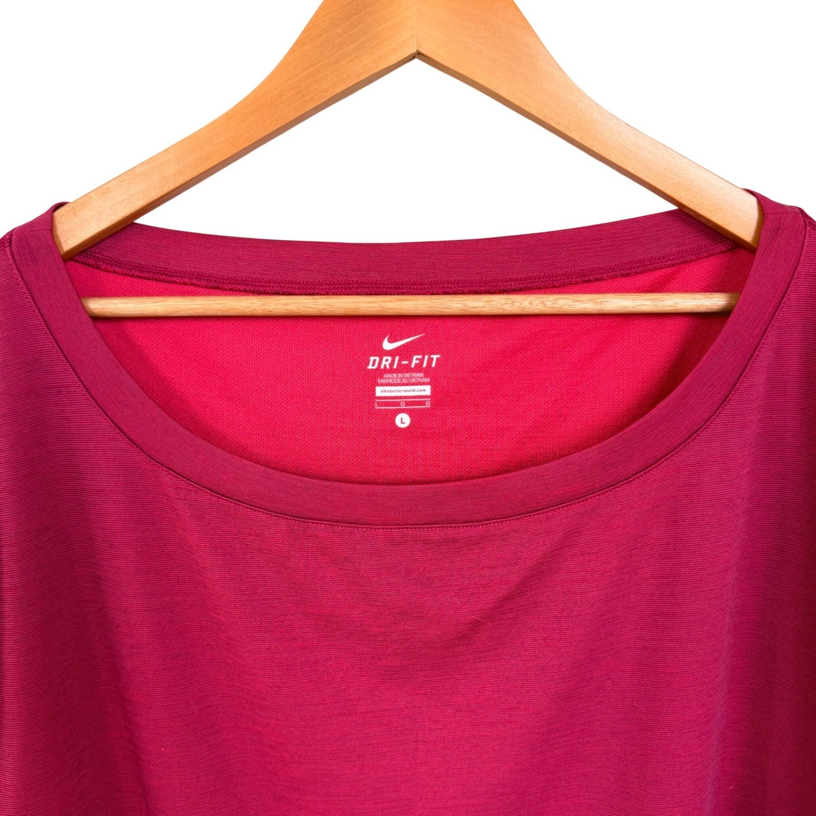 Nike Dri-FIT Womens Wool Blend Cap Sleeve Tennis Top Raspberry Red Pink Large