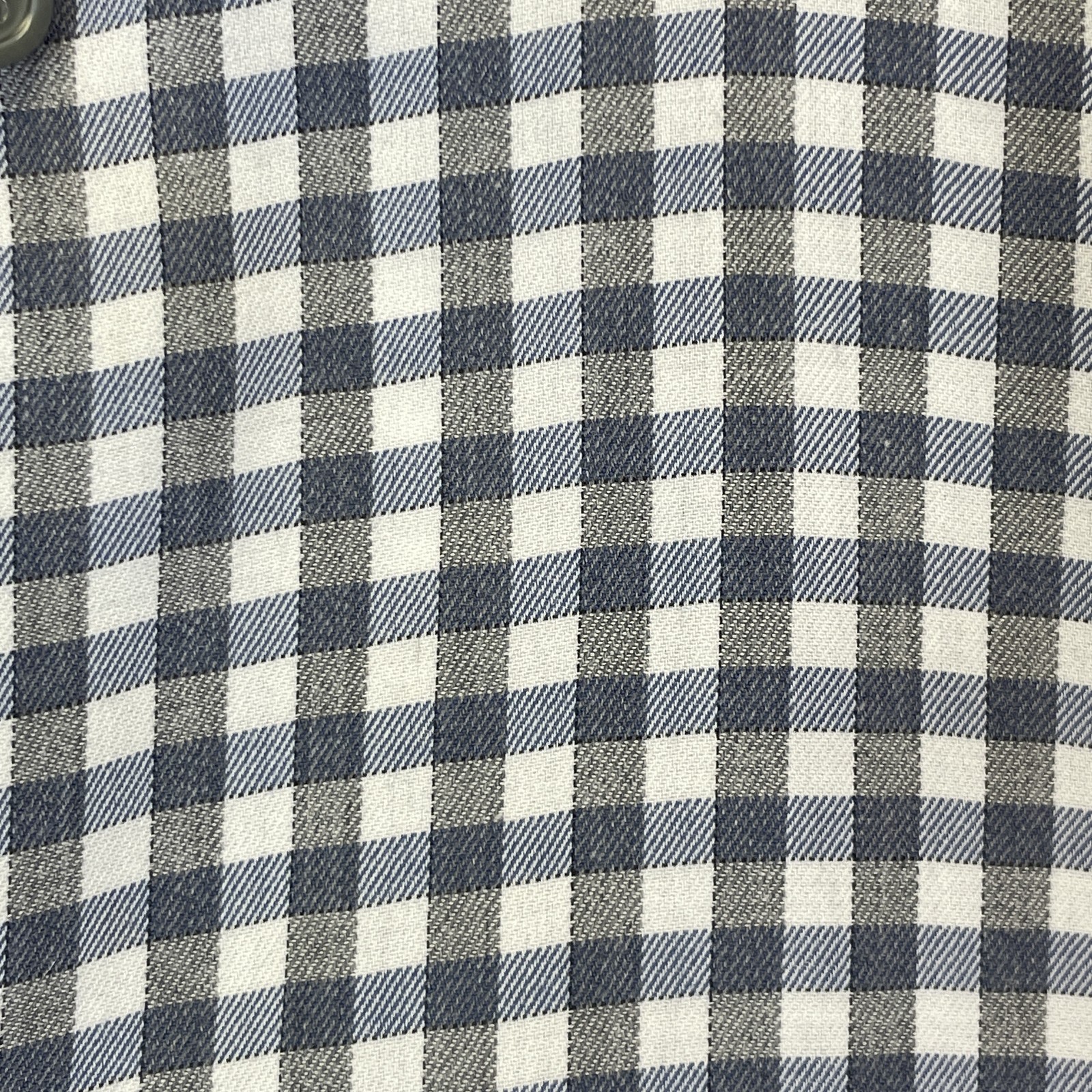Zegna Men’s Blue Gray Gingham Button Up Shirt Size Large Cotton Long Sleeve