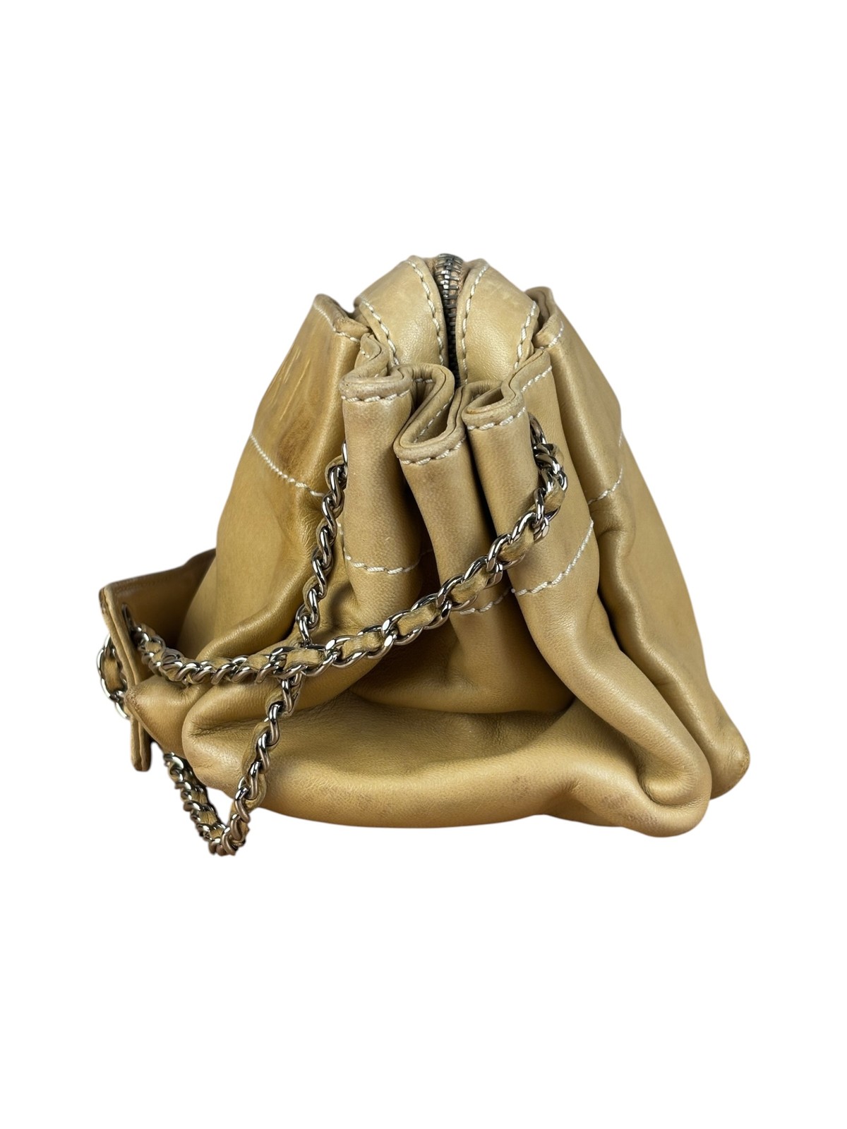 Size OS – Chanel Warm Beige Leather LAX Accordion Shoulder Bag 2003 / Pre-Owned