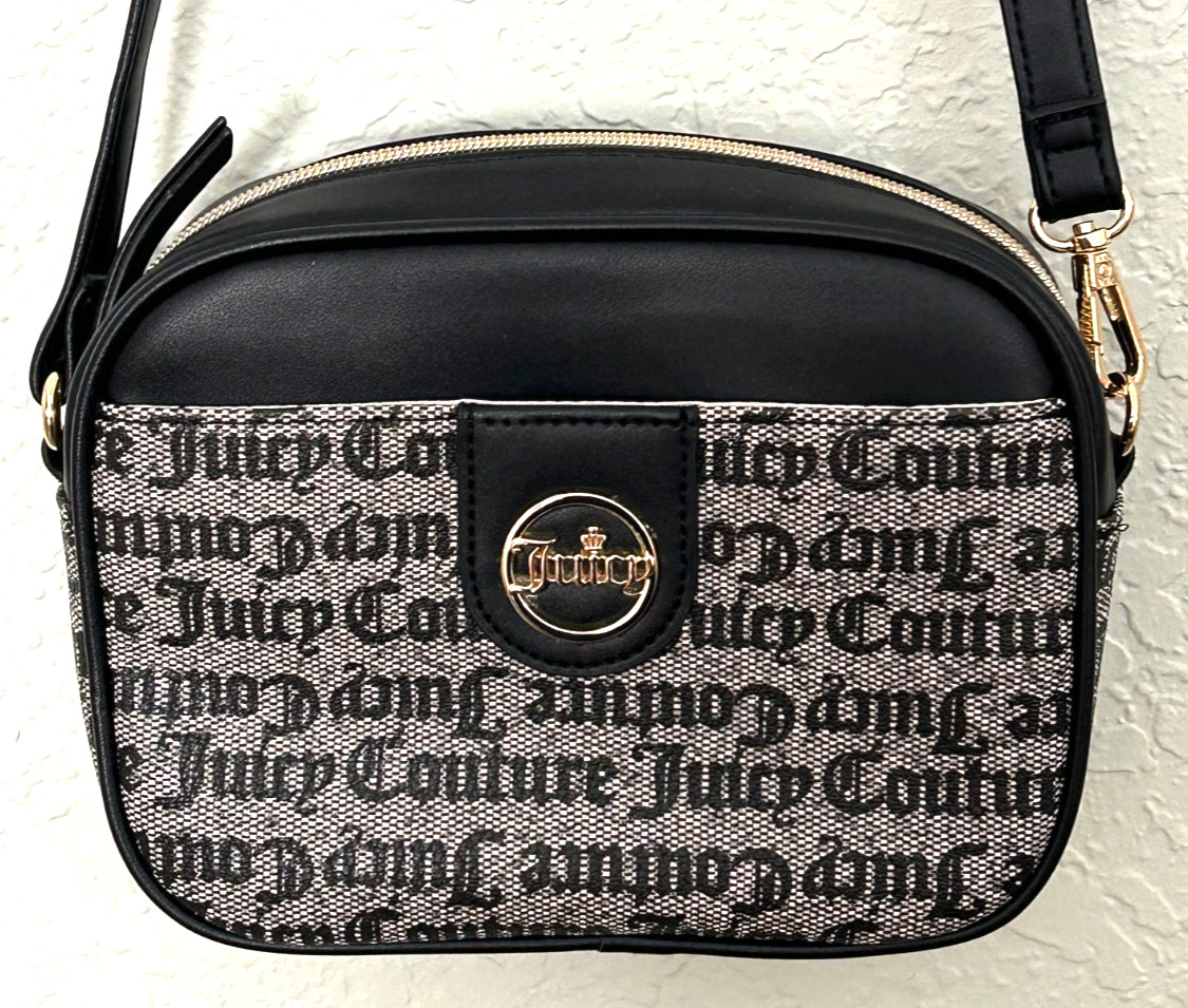 Juicy Couture Camera Style Crossbody Bag Black Color and Golden Accent Hardware