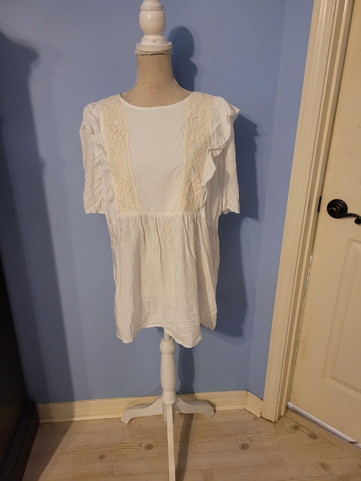 Jodifl Size Large Blouse Womens Womens White Short Sleeve