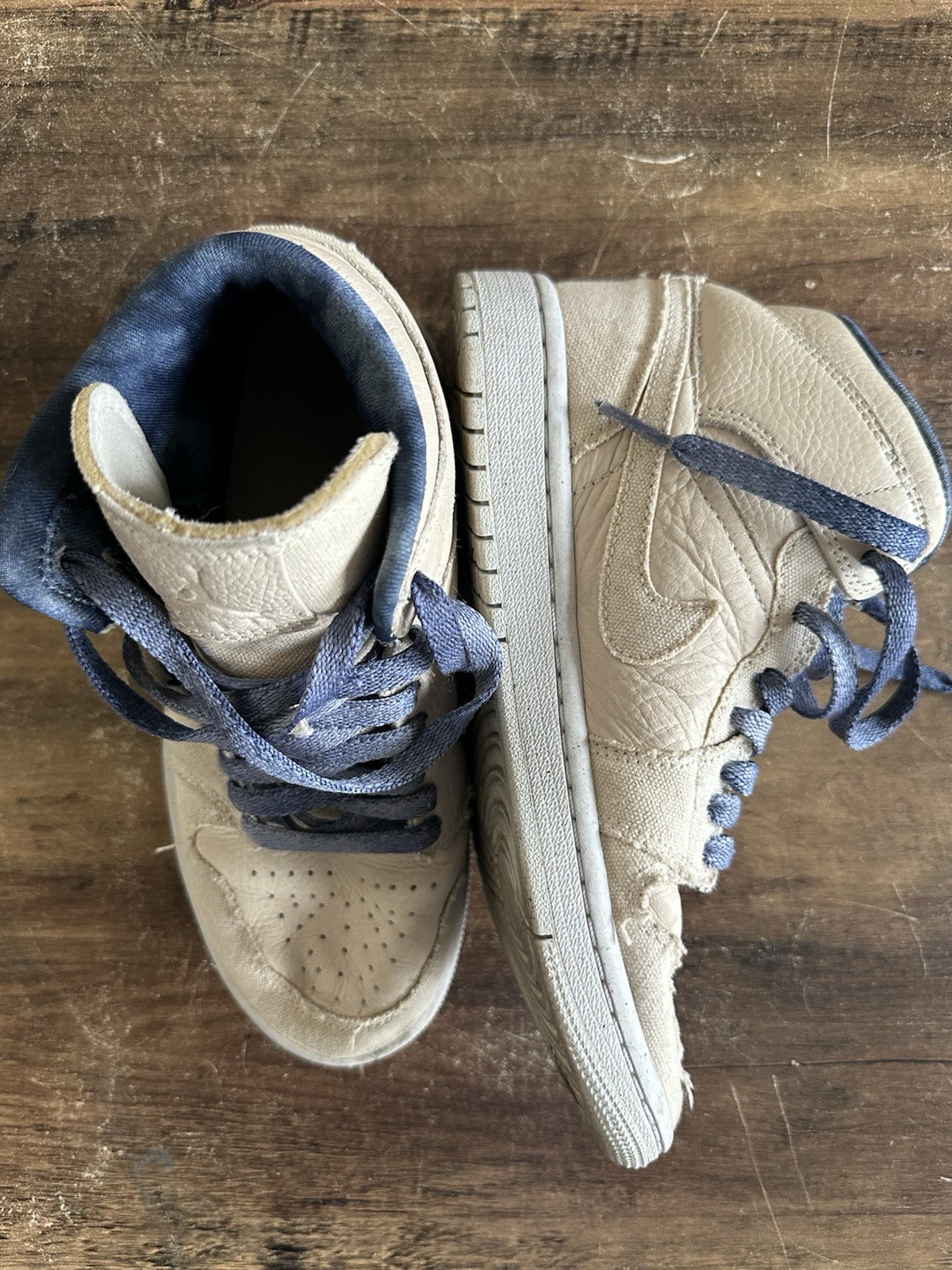 Air Jordan 1 High or Mid SE Canvas Denim Tan Blue – Youth Size 5Y (DM9126-104)