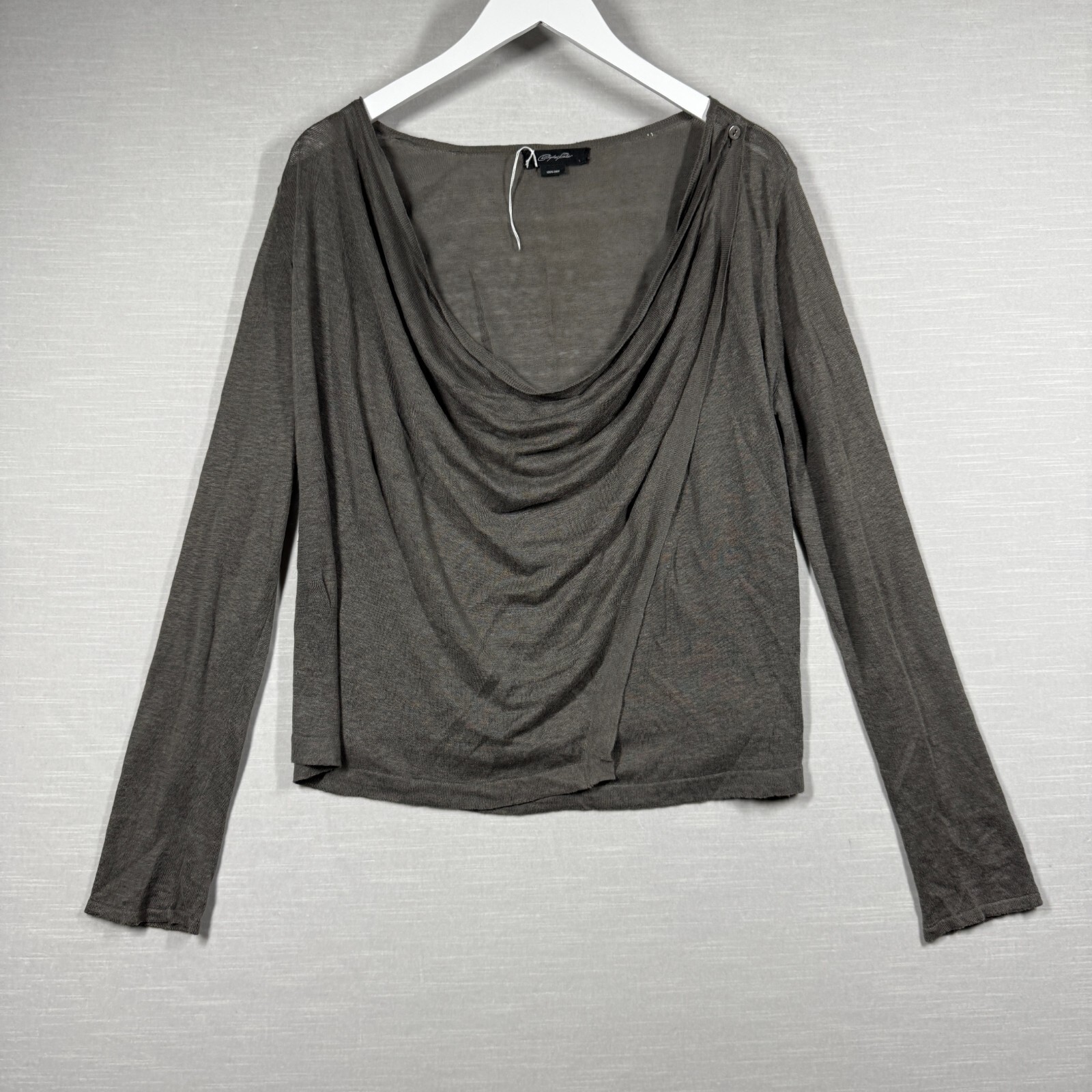 Christopher Fischer Top Womens Medium Gray Drape Wrap Office Classic Chic