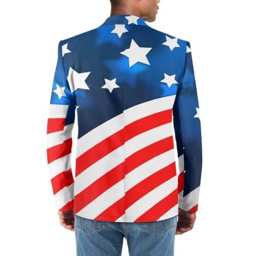 Blazer for Men Regular Fit Suit Jacket Sport Coats with X-Large American Flag