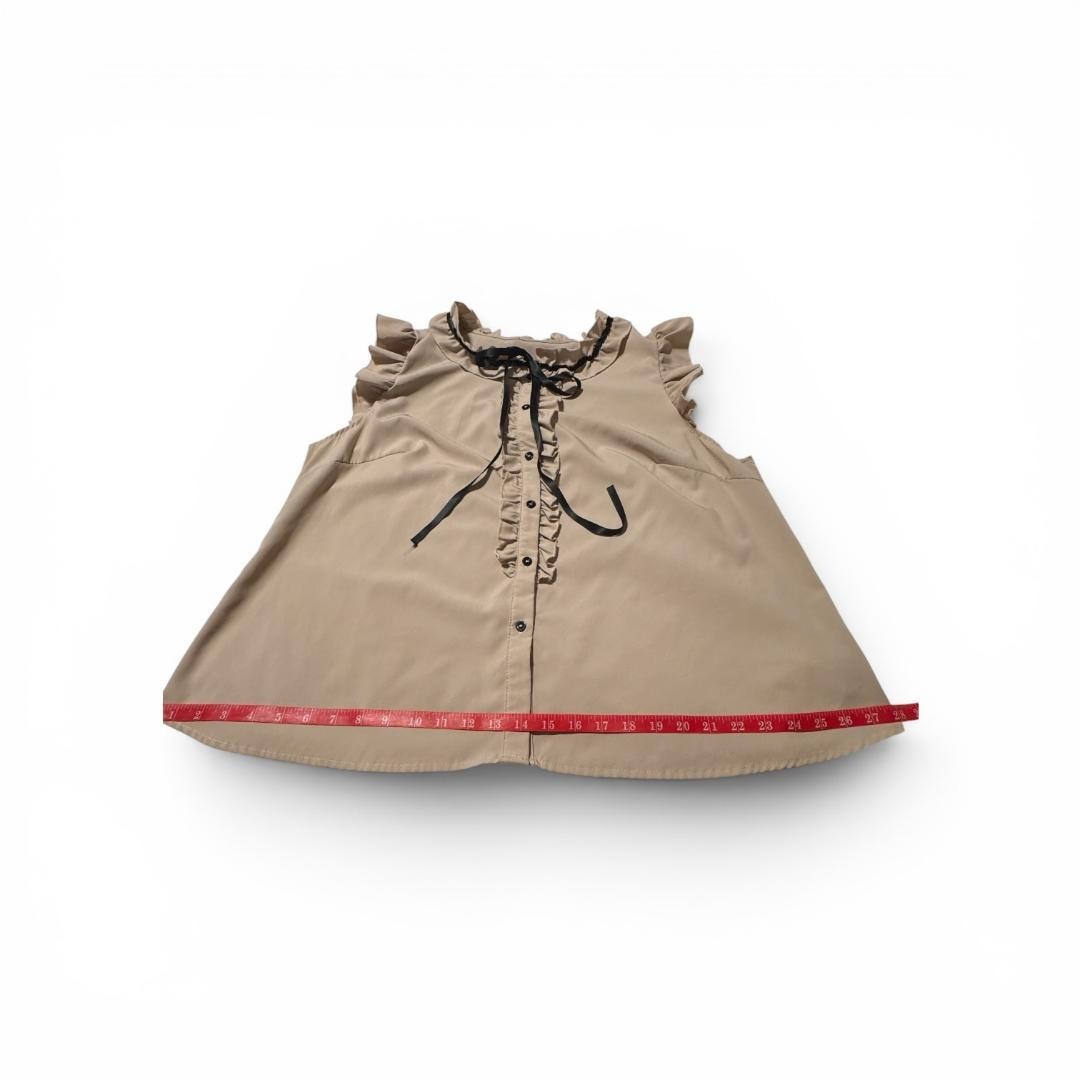 Shein Curve GlowEve 2X, Ruffle Bow Blouse, Taupe, New, No Tags