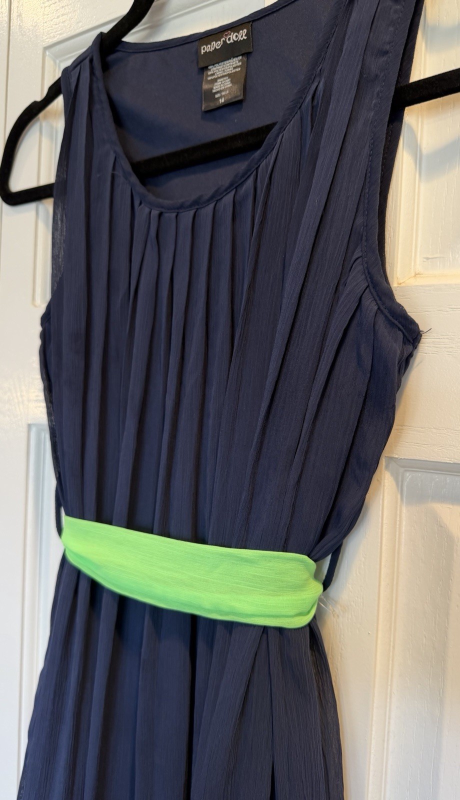 Beautiful Girls Dress Easter Any Occasion Size 14 Navy/Green w Tie Great shape