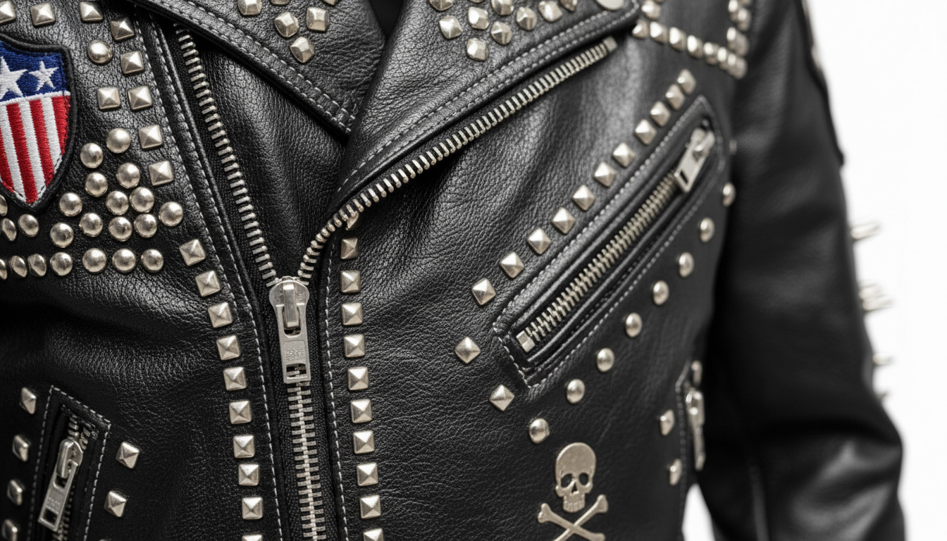 Men’s Studded Leather Jacket | Punk Rock Biker | Spiked Moto | Heavy Metal Style