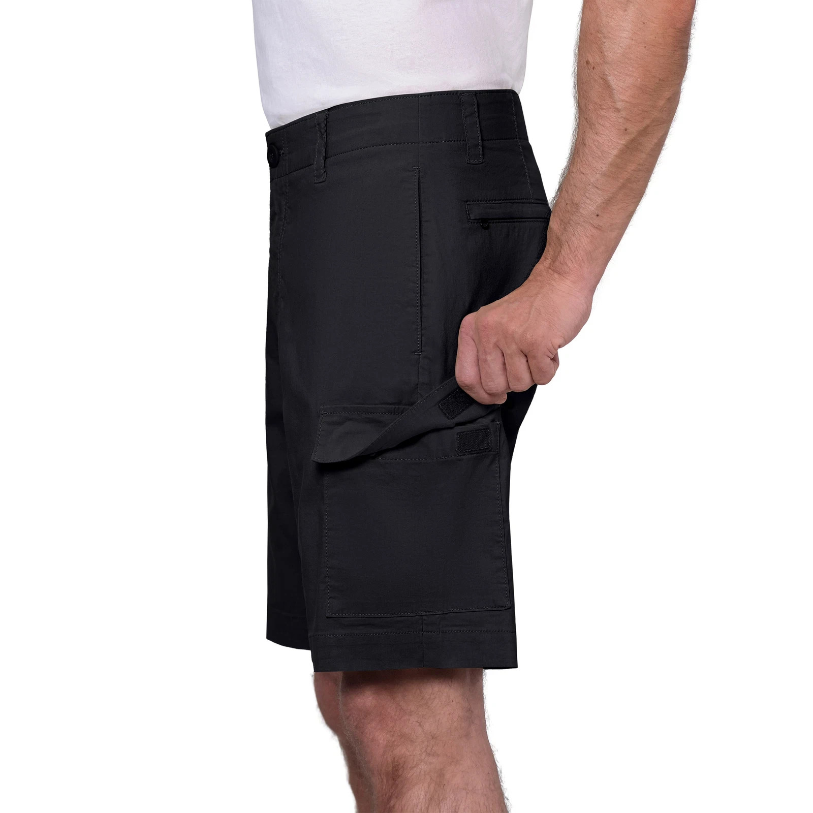Wearfirst Men’s Classic Fit Stretch Fabric Cargo Shorts, Black, 30