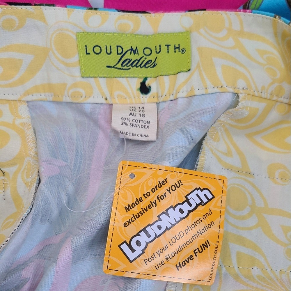 Loudmouth pink and blue flamingo print golf skirt…size 14