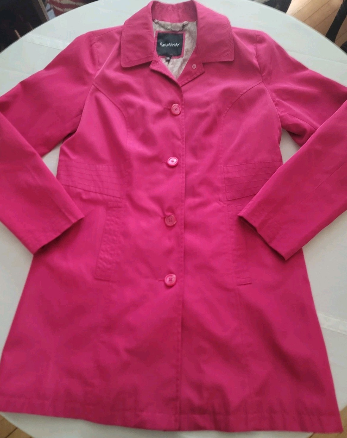 Relativity Trench Coat Women’s M Raspberry Pink Lined Spring Jacket Rain Coat
