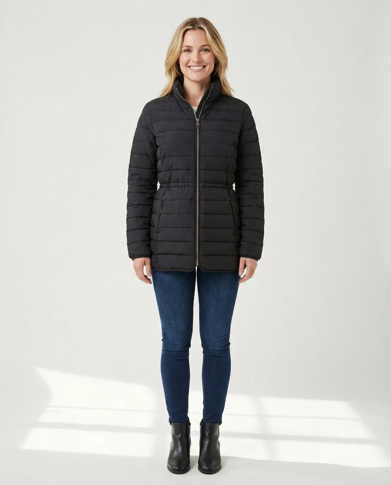 Nautica Women’s Full Zip Puffer Jacket, Black, Size S