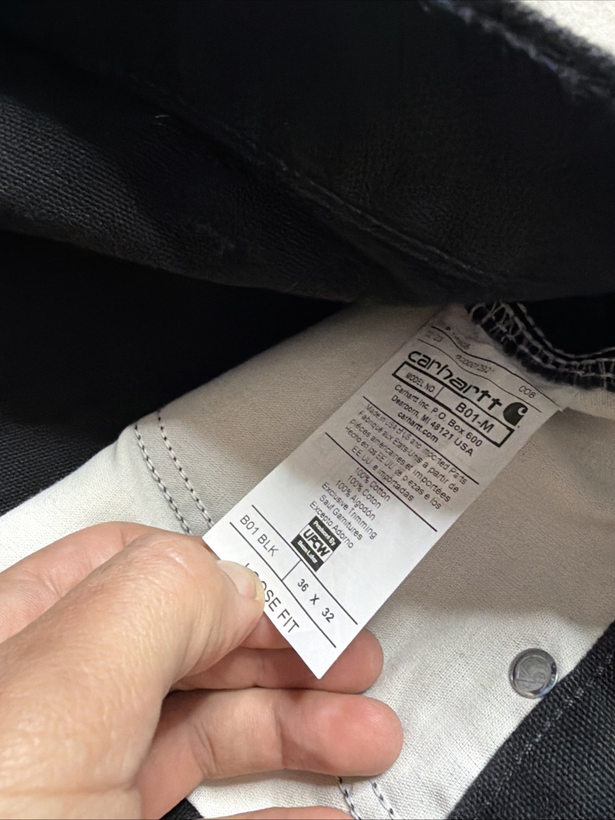 Carhartt Double Knee Black Carpenter Pants B01 BLK Size Loose 34X31