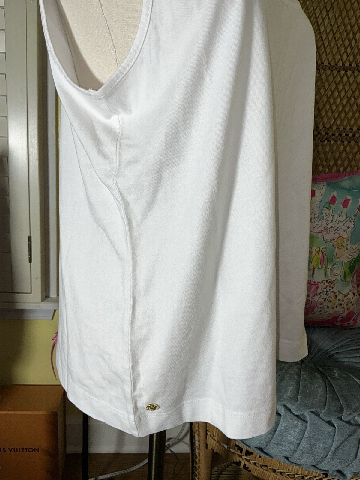 Lilly Pulitzer NWT Gabbie Crochet Trimmed Knit Tank Top White $58 Size L,XL