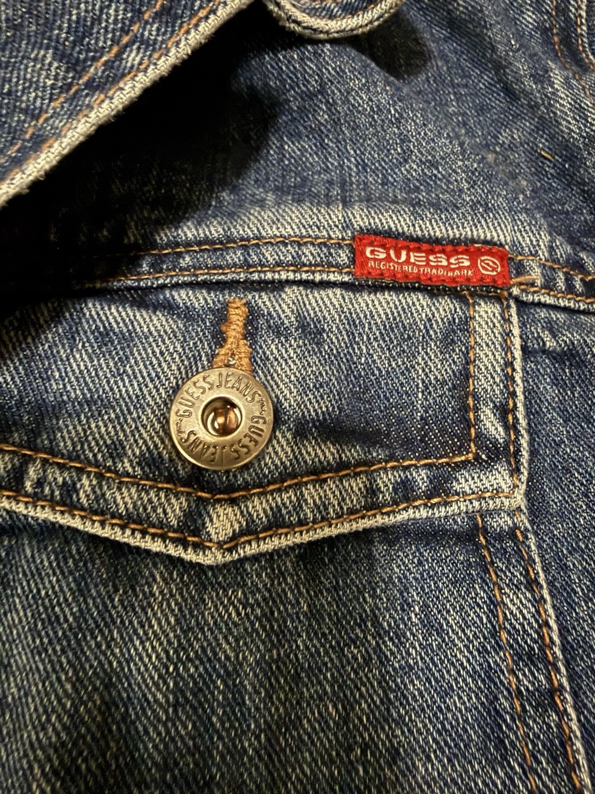 Vintage Y2K Denim GUESS Jean Jacket Women’s XL Dark Wash