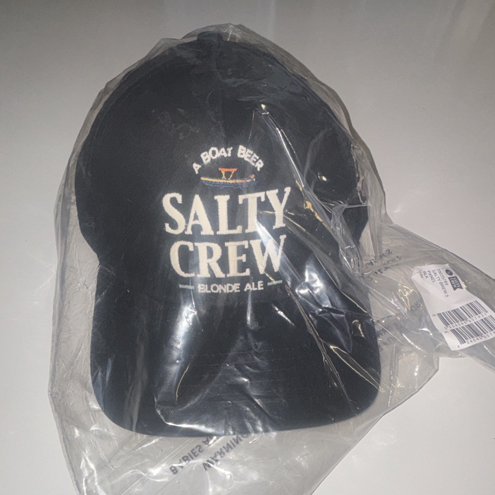 Salty Crew A Boat Beer Blonde Ale Graphic Black Baseball Cap Adjustable One Size