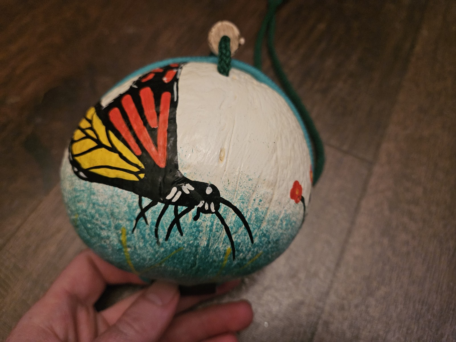 Butterfly Vintage, Handmade, Hawaiian, Coconut Shell, Mini Beach Purse Used Bag