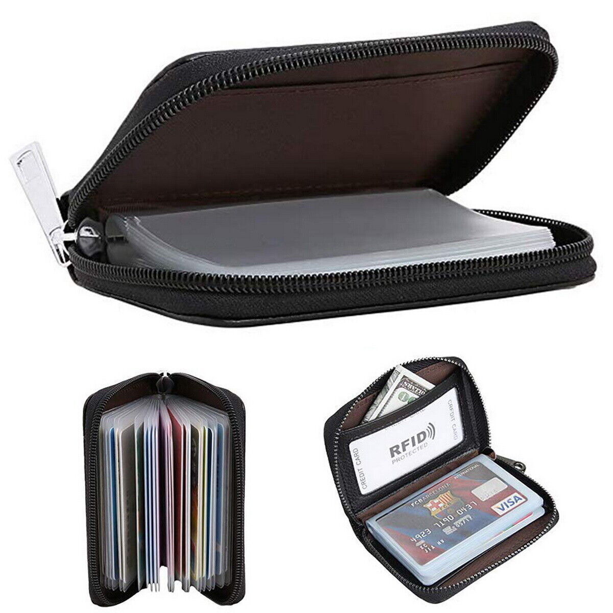 14/22 card RFID Blocking Mini Leather Wallet Business Case Purse Credit Holder