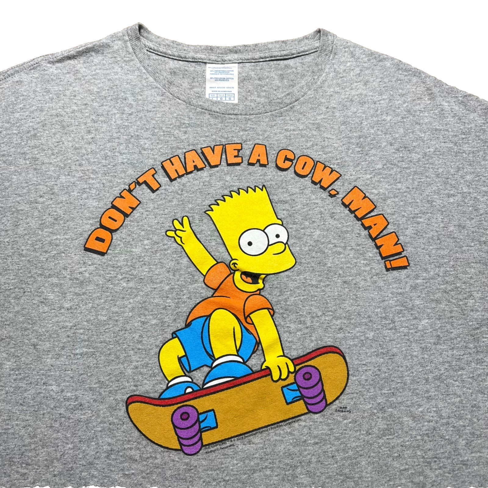 Delta The Simpsons Bart Simpson Skateboard Don’t Have A Cow Man Gray T Shirt L