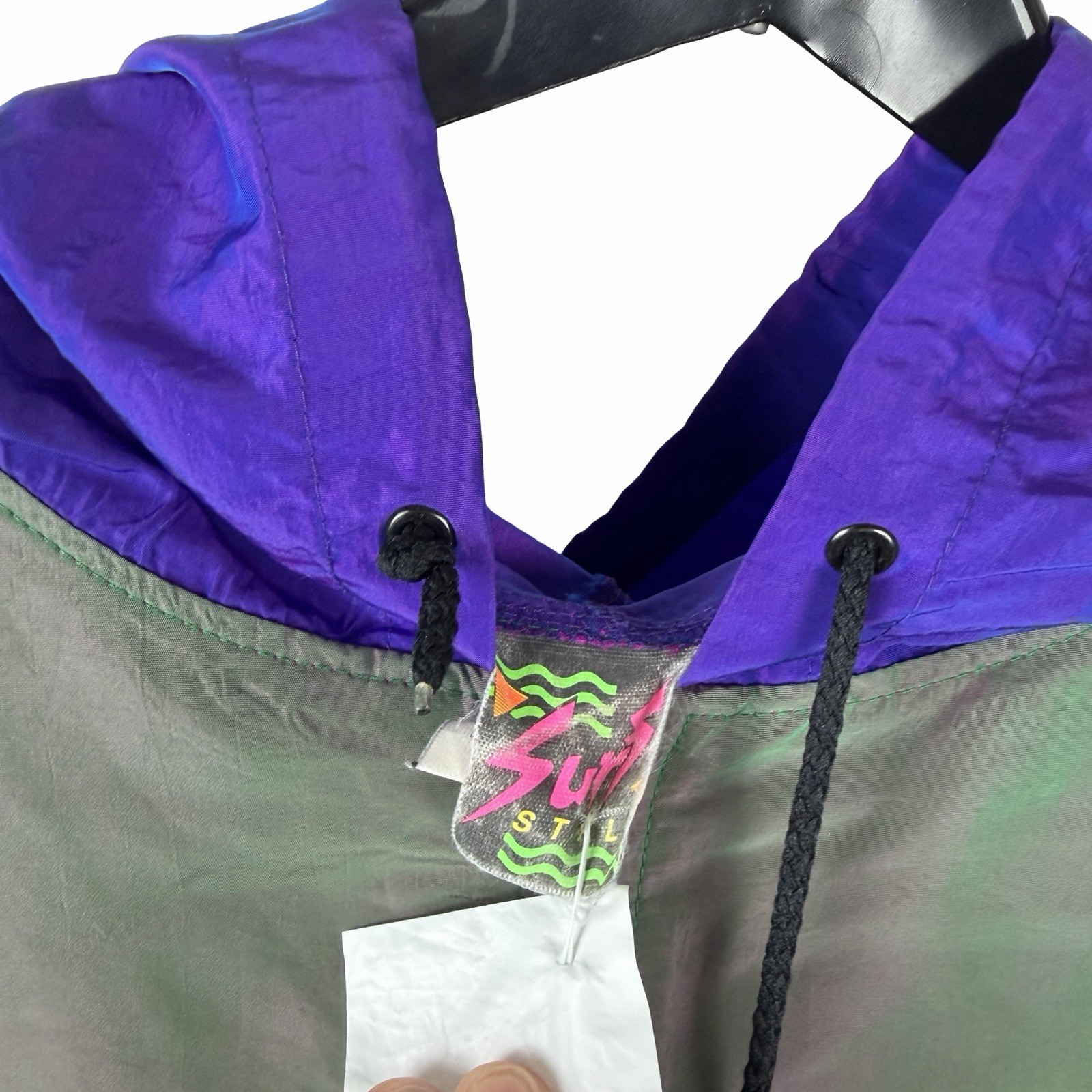 Vintage 90s Surf Style Colorblock Windbreaker Pullover Purple Jacket Size XL