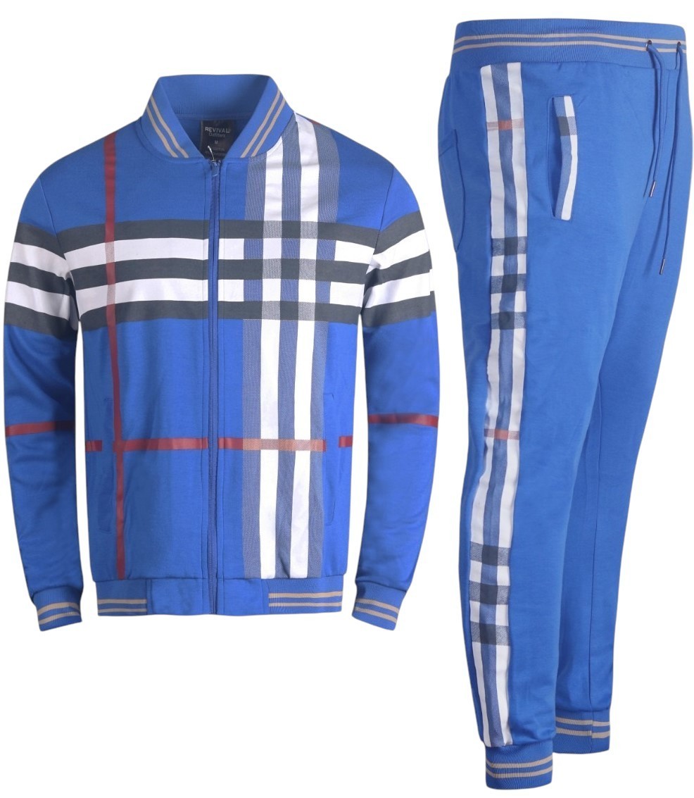 Men’s Designer Printed Jacquard Full Matching Jogging Suit Top & Bottom set