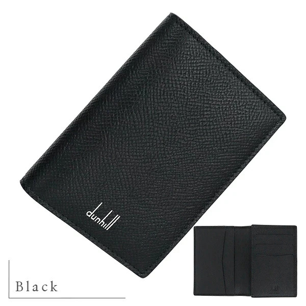New Auth DUNHILL Business Card case Holder CADOGAN Leather Black Navy Blue Men