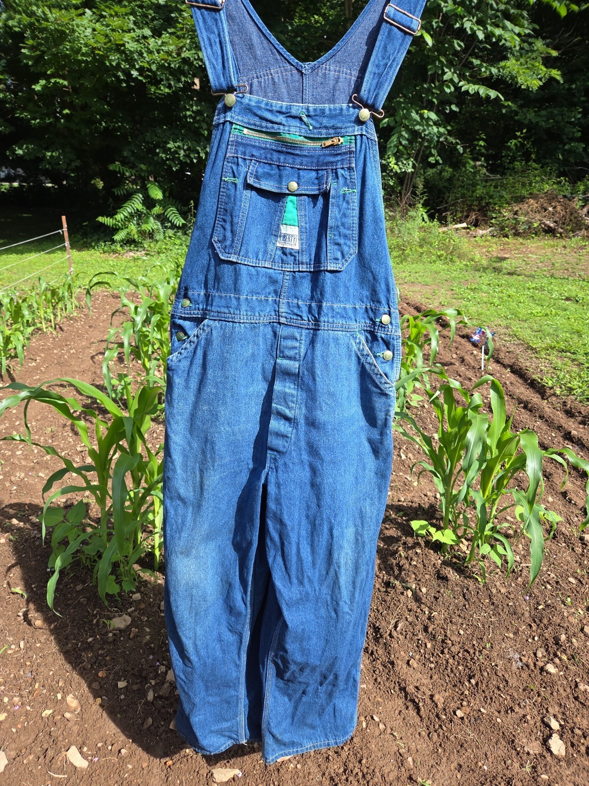 Vintage Liberty Overalls Mens 34×30 Blue Denim Bibs Work Farm Outdoor USA Made