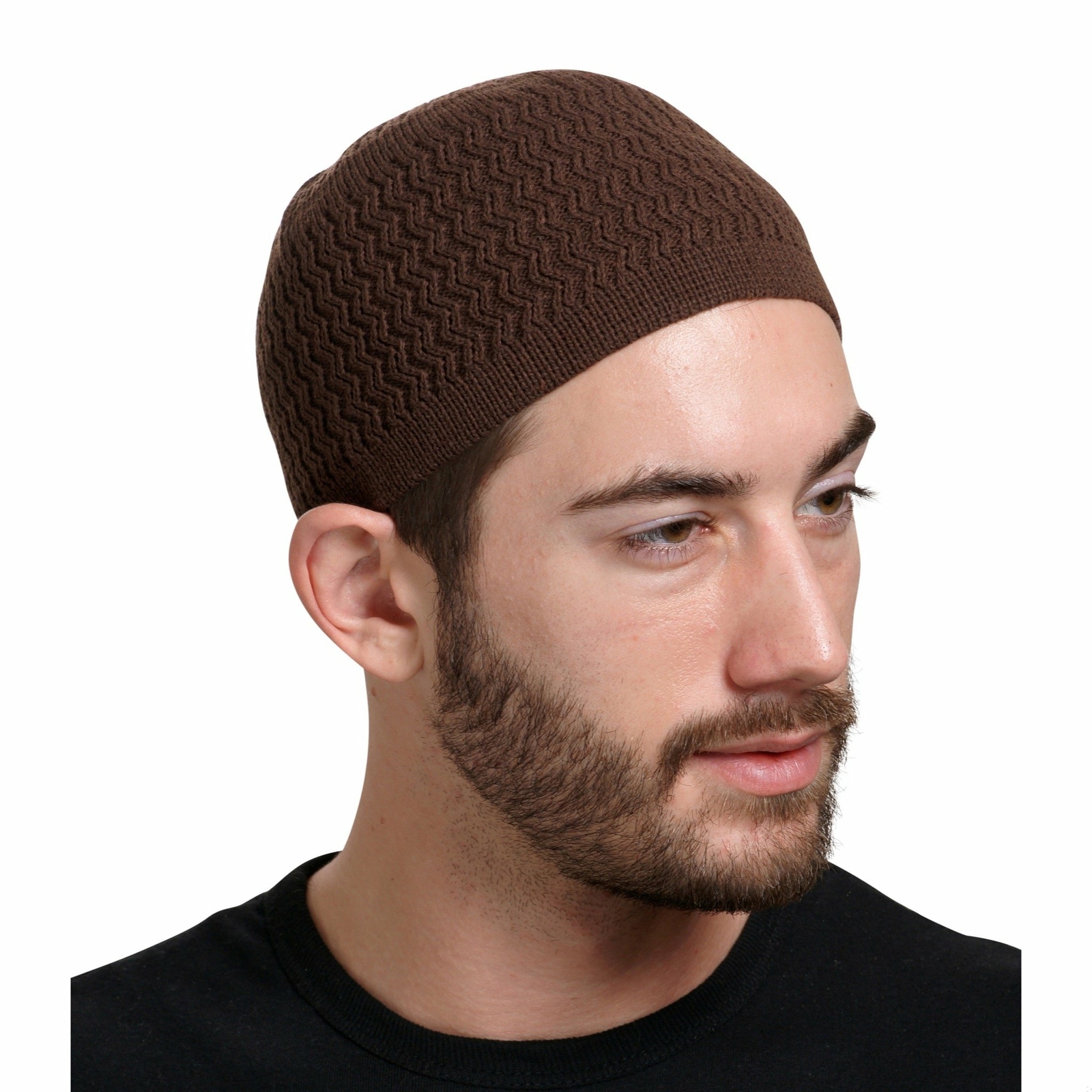 Stretchy Zigzag Knit Cotton Kufi Beanie Hat