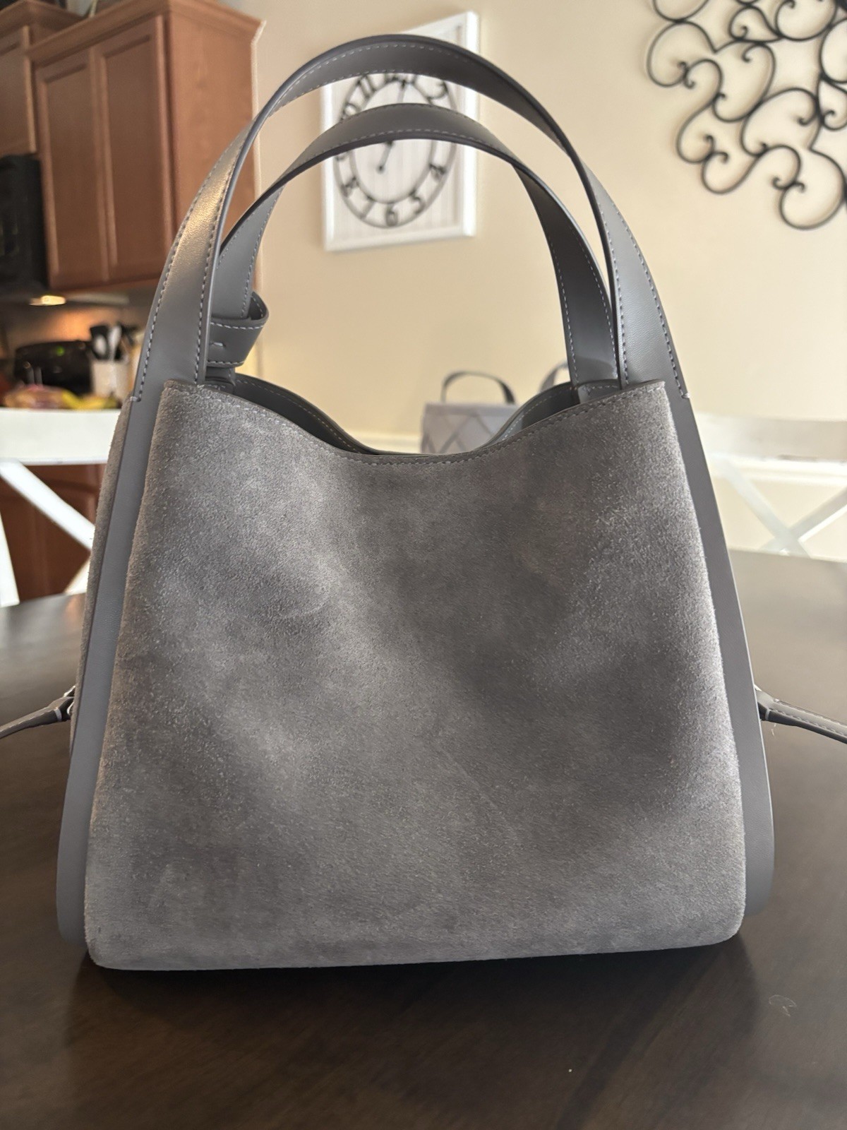 Kate Spade New York Gray Top Handle Satchel, Detachable Strap, Zip/Snap