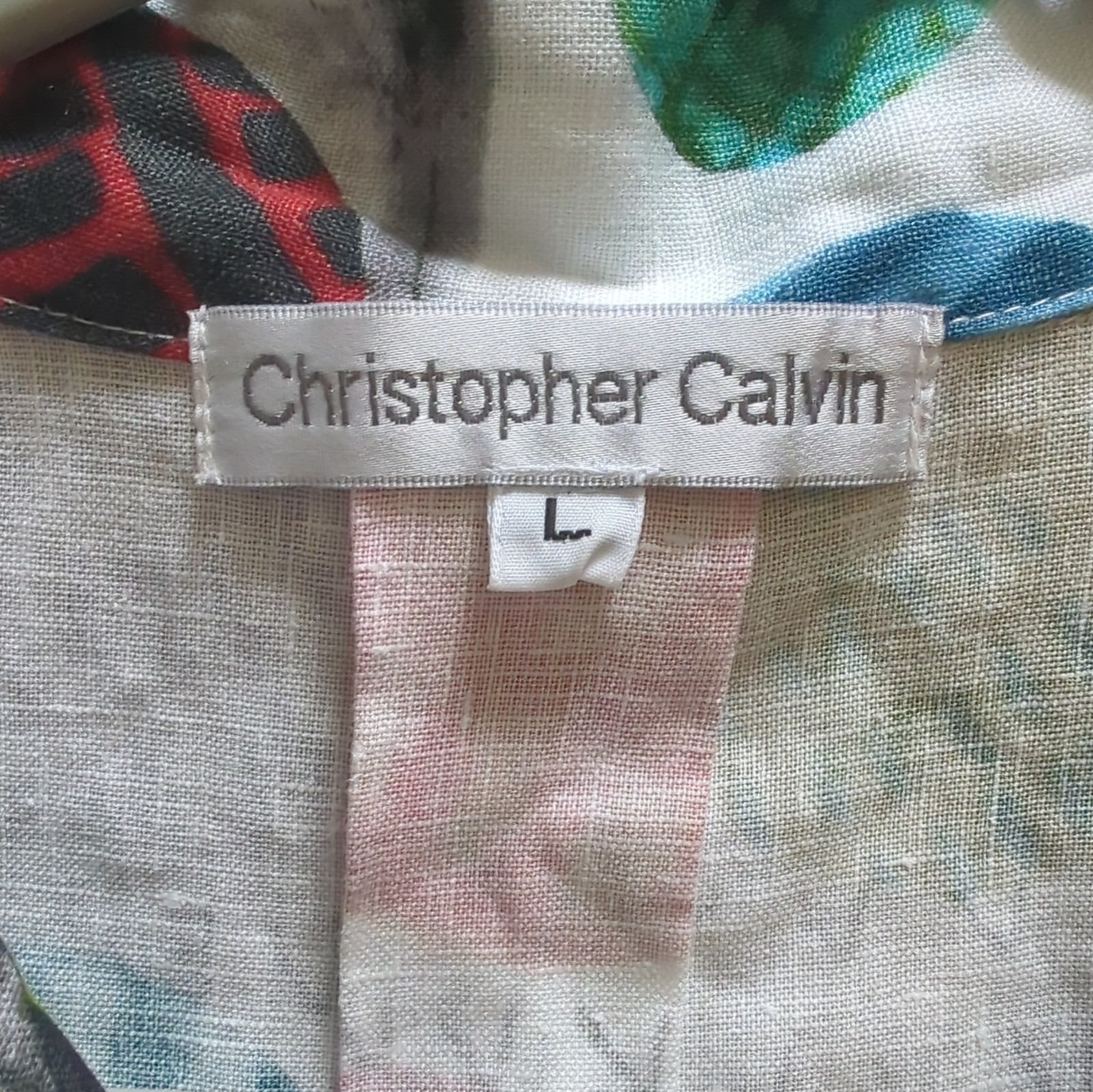 Christopher Calvin Linen Polka Dot Button Front Shirt Dress Knee Length L
