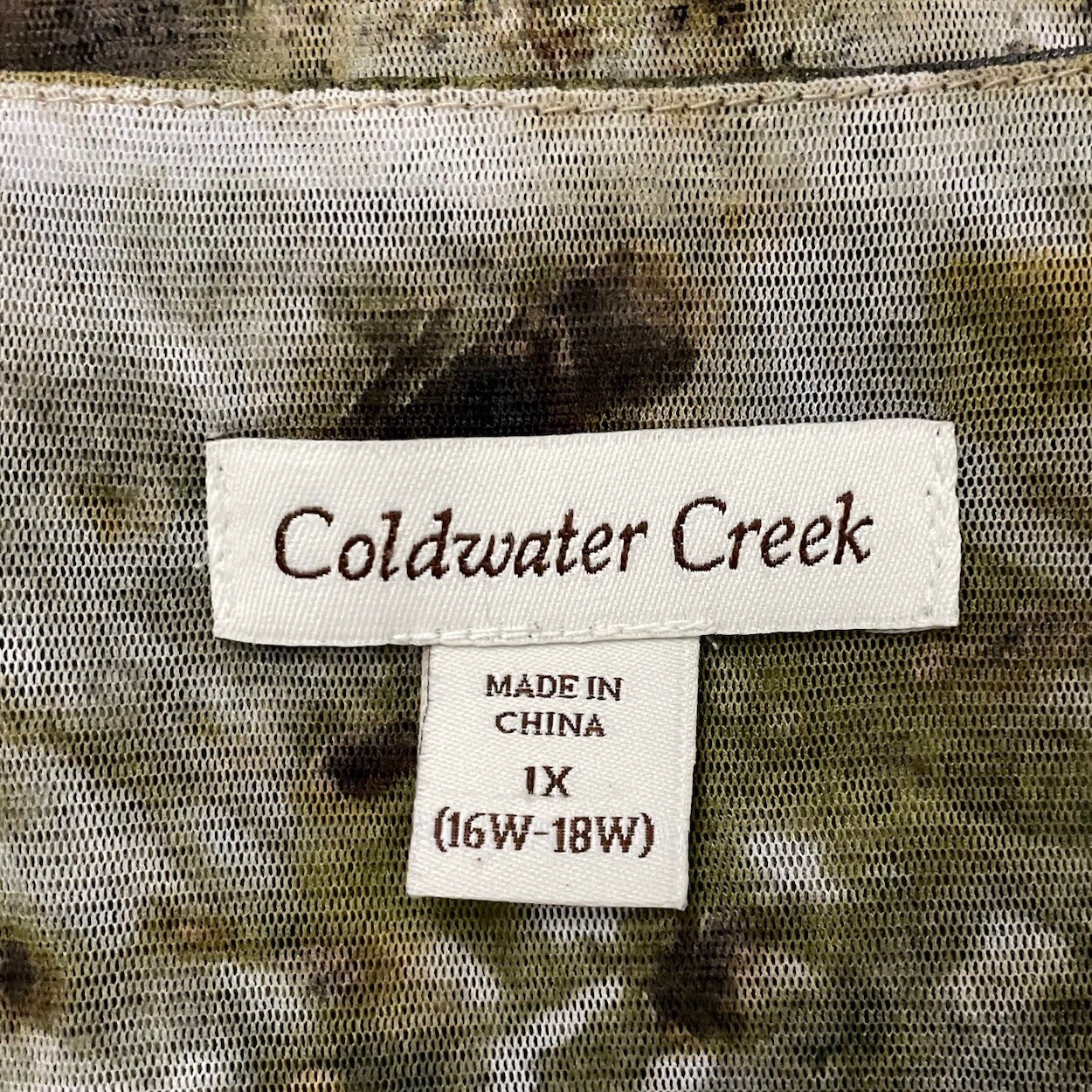 Coldwater Creek Plus Size 1X Mesh Top Layered Sleeveless Brown Mustard Multi