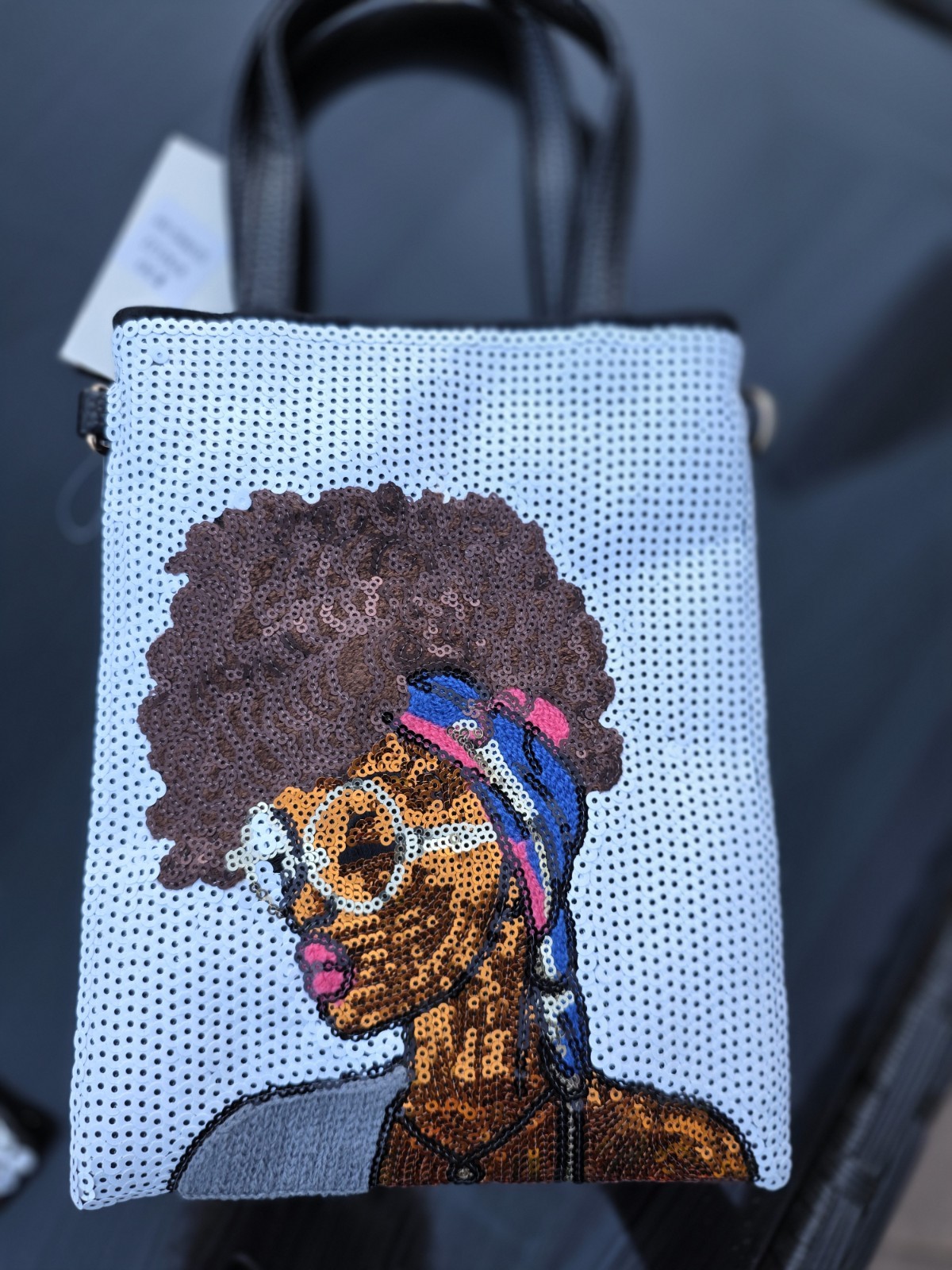 SILVER Black Girl MAGIC sequins CROSSBODY PURSE