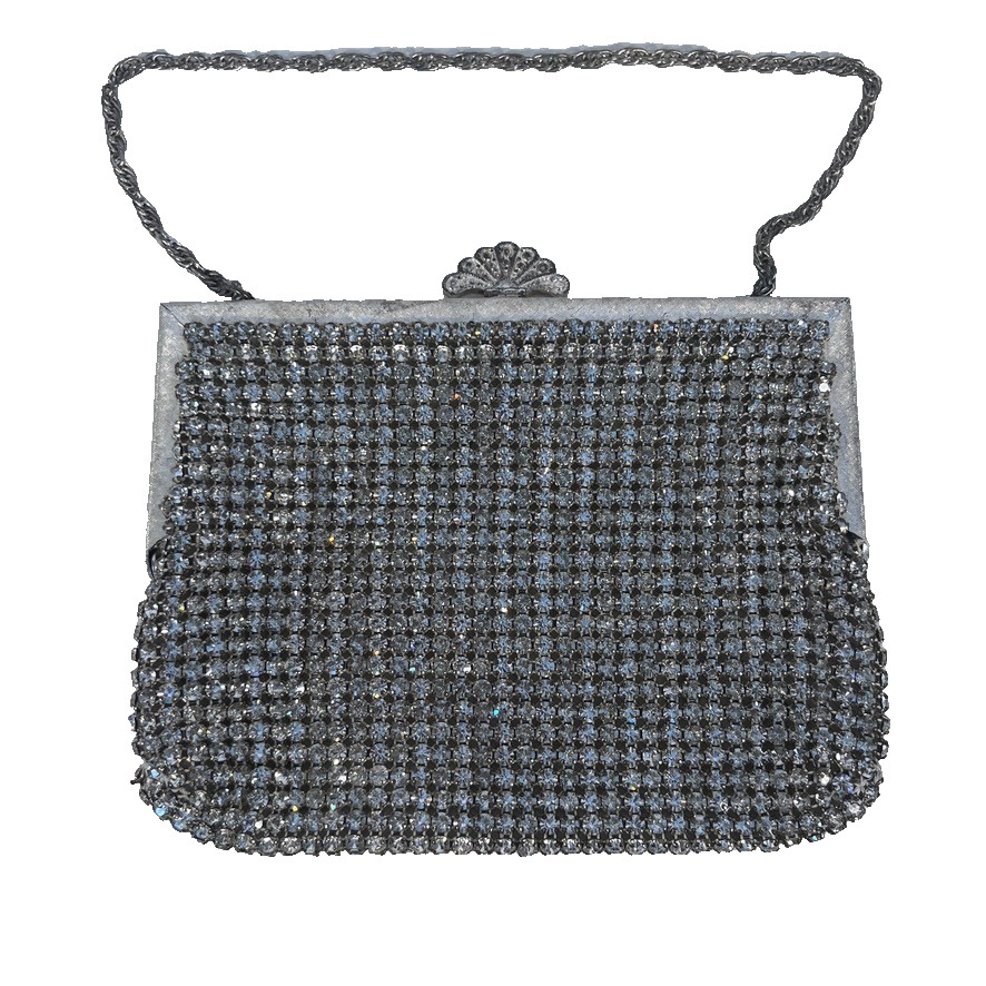 West Germany Rhinestone Purse/Clutch Diamante Bag Vintage Chain Strap **FLAWED