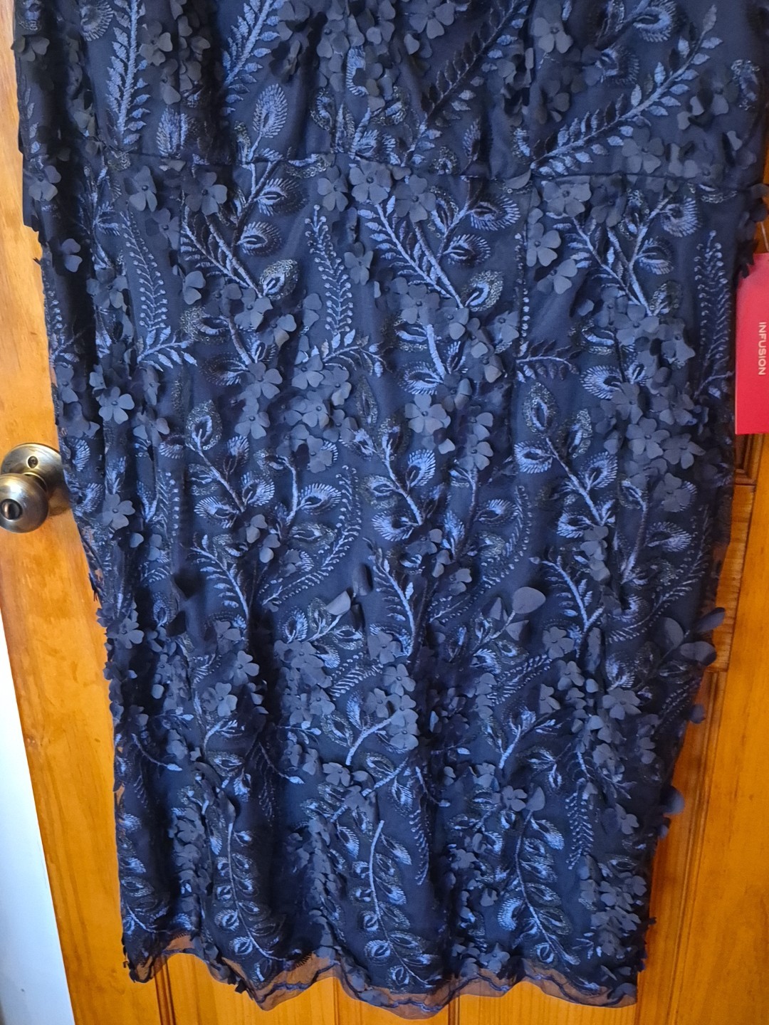 Carmen Marc Valvo Infusion 3D Blue Lined Dress size 22W NWT