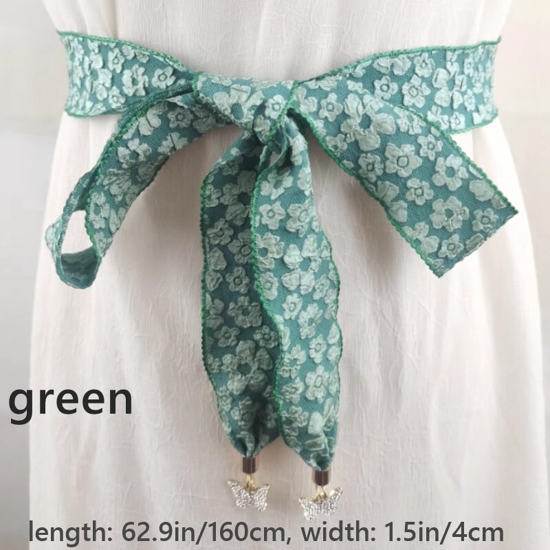 Women Floral Ribbon Sash Waist Belts Strap Waistband Dress Shirt Decoration