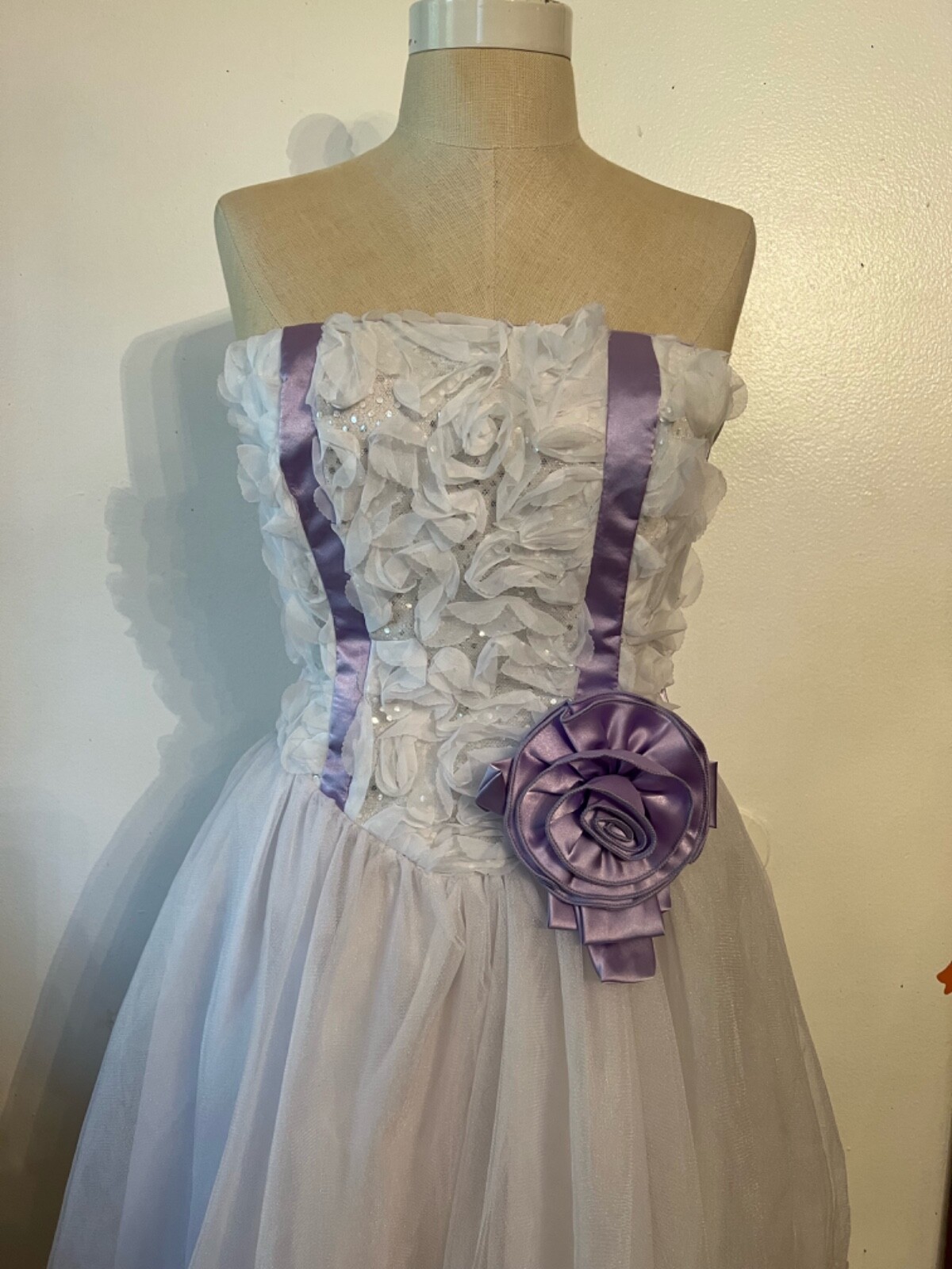 Bibian fashion prom homecoming cocktail party strapless white purple dress