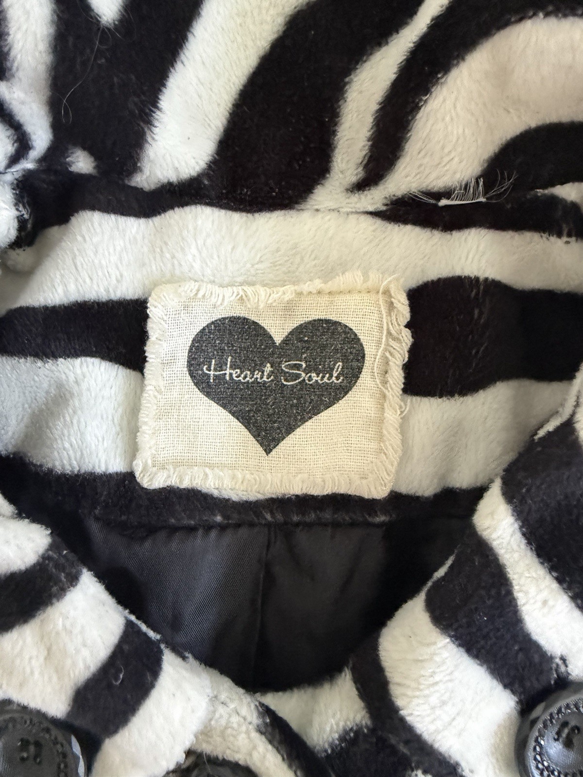 Heart Soul Women’s Zebra Print Pea Coat Button Front Lined Collared
