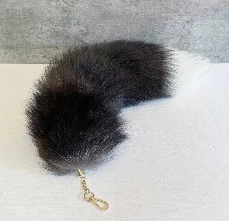 16″-18″ Real Fox Fur Tail Keychain Bag Charm Furry Pendant Costume Cosplay Toys