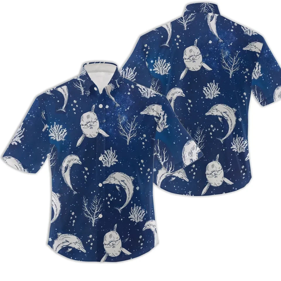 Dolphin Hawaiian Shirt, Dolphin Beach Shirt Unisex’s – Adults & Youth