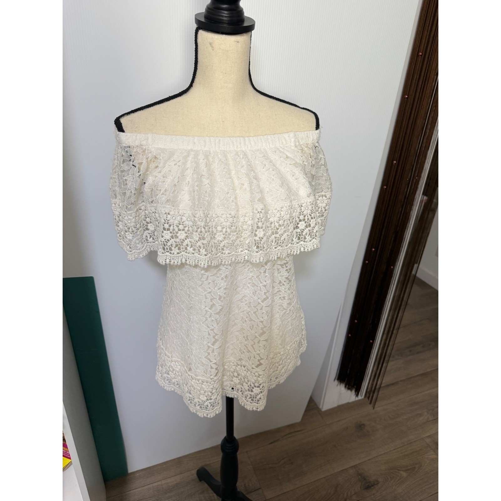 Soft Surroundings Boho Cottagecore Off The Shoulder Lace Top SZ M